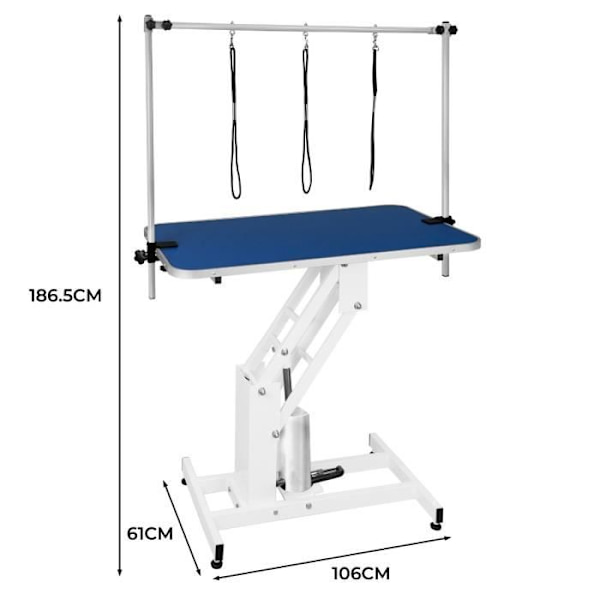 Bord för toalettfarande - Stålram - Halkskydd Blå - Justerbar 55,5-101,5 cm - 180 kg Vit blå