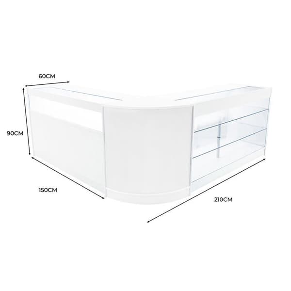 Comptoir med låsbare salg MDF Hvid LED Sæt Triton K1500 B1500 CM60 Vit
