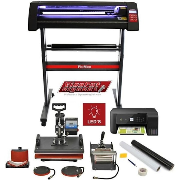 LED-vinylskärplotter, 5 i 1 värmepress, skrivare, skärkit, Signcut Pro Software Sublima Transfer Printing