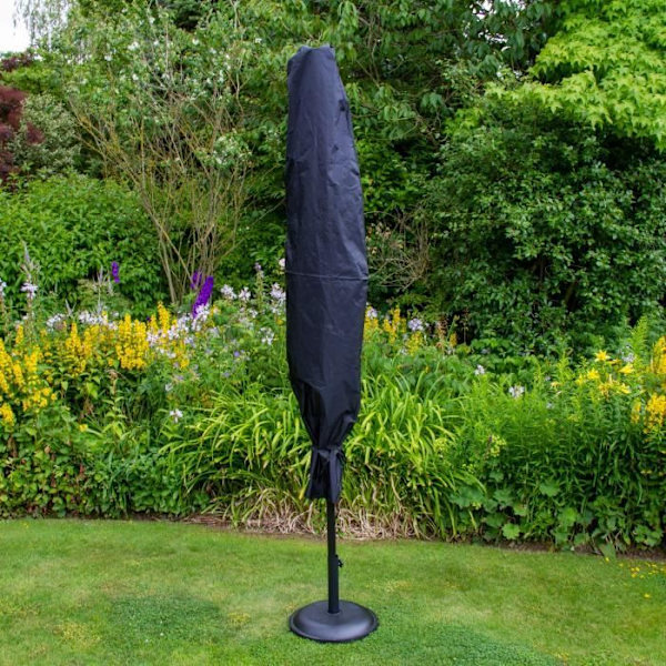 Sort Parasol Fixed Centerpiece 2.7M 32 LED Solar Energy UV Protection Garden