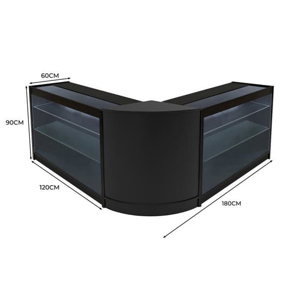 Salgsskrivebord med lås i sort MDF med LED Helios K1200 CM60 Svart