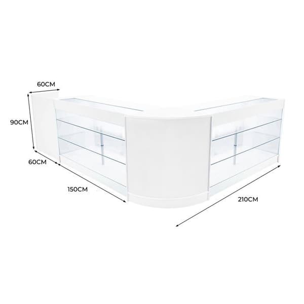 Låsebar Salgsdisk MDF Hvid med LED Sæt Aries K1500 CM60 TB60 Vit