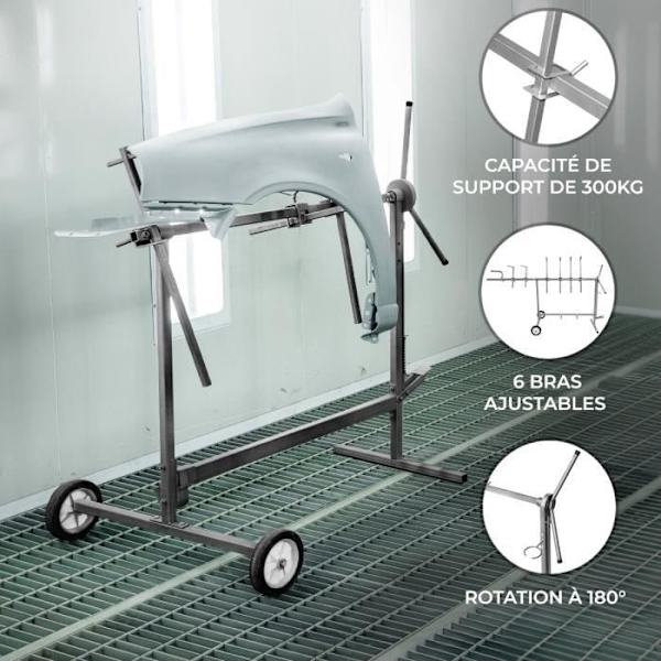 Roterande stöd för paneler Karossfärg Bilreparation - Kapacitet 300 kg - 180 graders rotation Silver