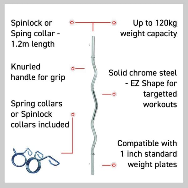 Barre EZ Body Revolution 1,2m Spinlock Grå