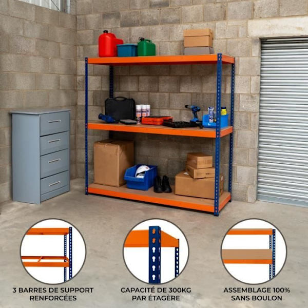 Rayonnage - MONSTERSHOP - SRax - 3 Hyllor - 300kg - Garage/Verkstad