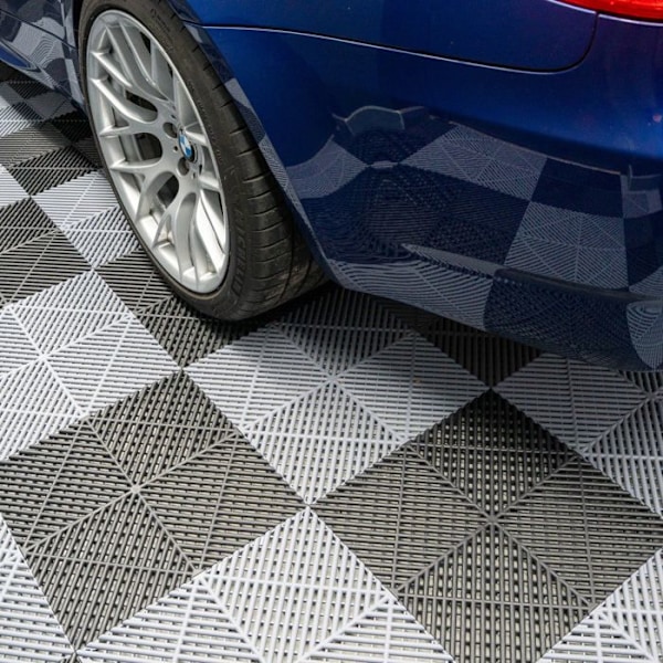 Golvbeläggning 60 Svart & 60 Grå Ventilerad Modulär Garage Unik 3,2 x 6 M Svart grå