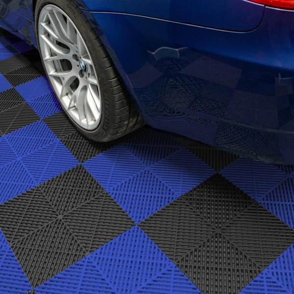 Modulärt Ventilerat Golvplattor Inbäddade 120 Svart 120 Blå & x 28 Hexagonlampor & Kantstens. Svart