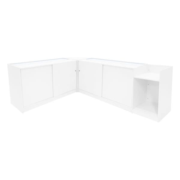 Salgsskrivebord med låsbare skuffer MDF Hvid LED Sæt K1500 B1500 CM60 TB60 Vit