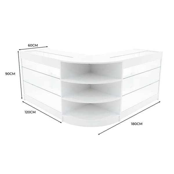 Salgsskrivebord med låsbare skuffer i hvid MDF med LED, Apollo K1200 LM60 beige
