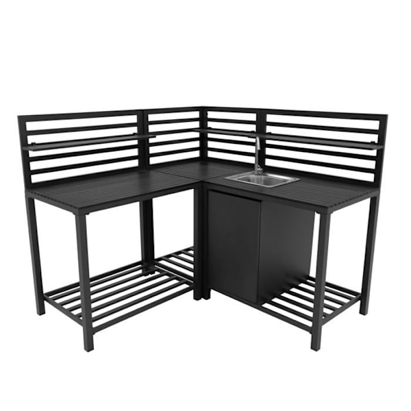 Ute Kökset 3 Delar i Aluminium & Hörn Handfat Grå