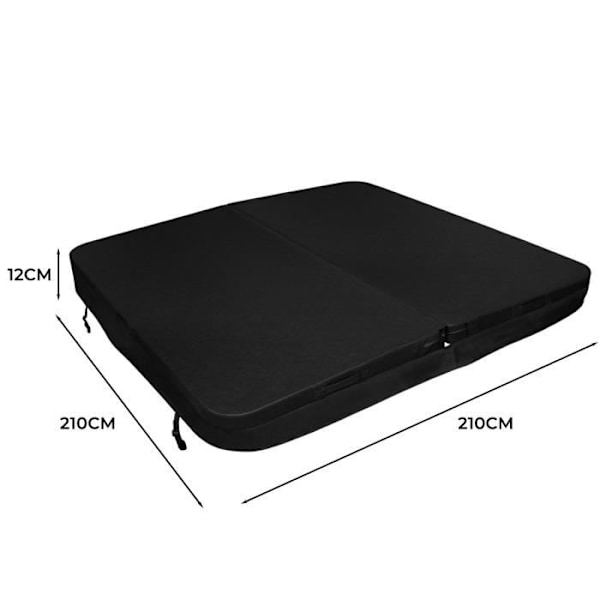 Jacuzziskydd Svart 210cm PVC & Läder - Runt skyddsöverdrag