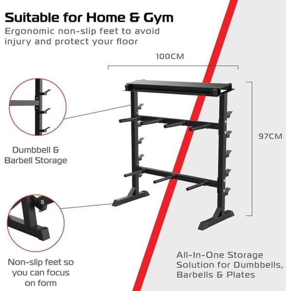 Support til Body Revolution til gym – Multifunktionel opbevaring Svart