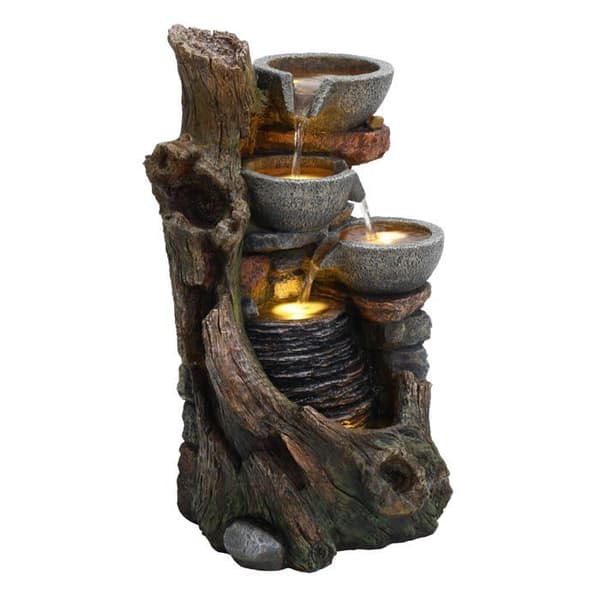 Ulkoilma LED-vesiputousfontaani "Rustic Brook" pumppu Grå