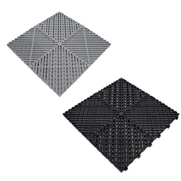 Lattia-laatta 165 Harmaa & 60 Musta Ventiloitu Modulaarinen Garasi Yksilöllinen 6 x 6 M Mörkgrå