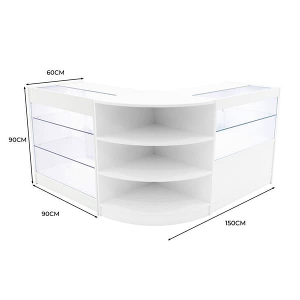 Comptoir med låsbare salgspladser MDF Hvid LED Calliope Sæt K900 C900 LM60 Vit