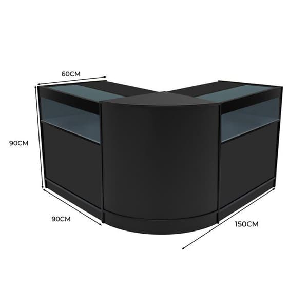 Salgsskrivebord med låsbare skuffer i sort MDF med LED, Iris B900 CM60 Svart
