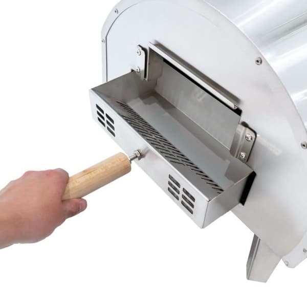 Premium Utomhusugn Extra stor pizzadiameter 35 cm Silver Wood Fire Charcoal BBQ Grå