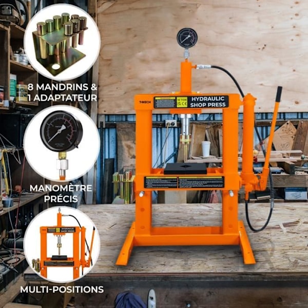 Hydraulisk presse 10t manuel fritstående 3 niveauer gør det selv-værksted Orange