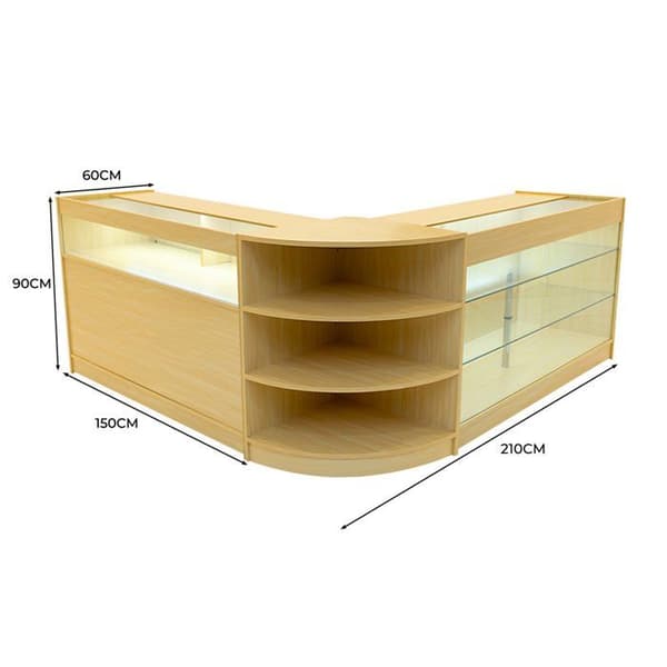 Låsbart Salgsbord MDF Ahorn LED Sæt Demeter K1500 B1500 LM60 beige