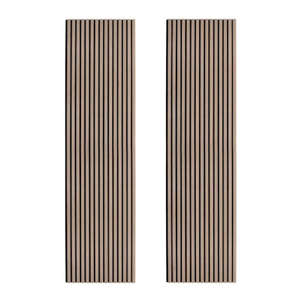 2 x Akustiska Väggpaneler Av Ljust Valnöt Dekorativ Faner 240cm/60cm Valnöt