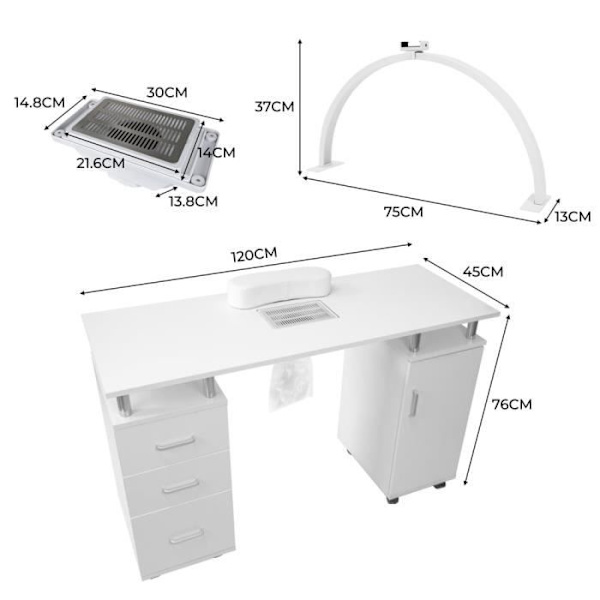 Professionell Manikyr Bord & Halvmåne LED-lampa 75cm Salon Beauty Institute