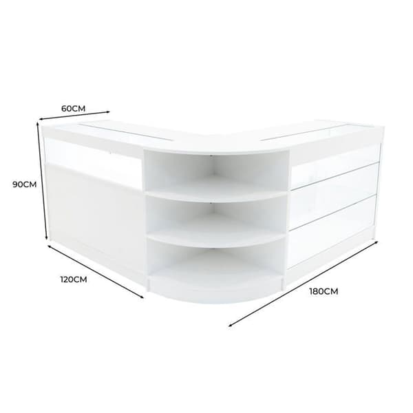 Salgsdisk med låsbar MDF Hvid LED Sæt Demeter K1200 B1200 LM60 Vit