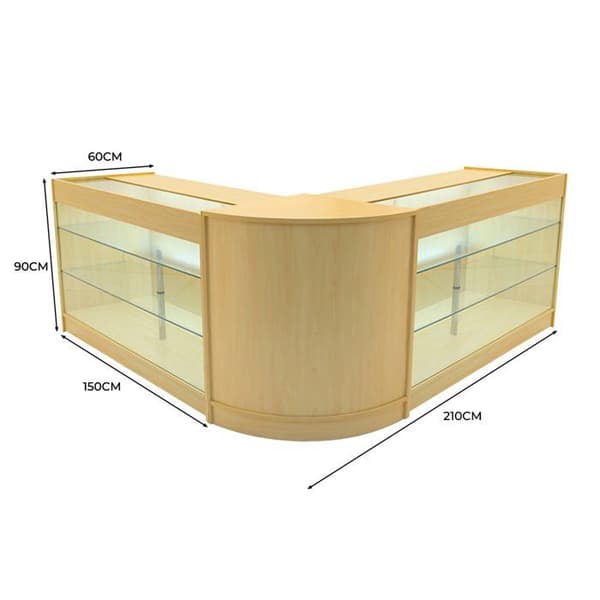 Låsbart salgsbord i MDF Ahorn med LED Helios K1500 CM60 sæt beige