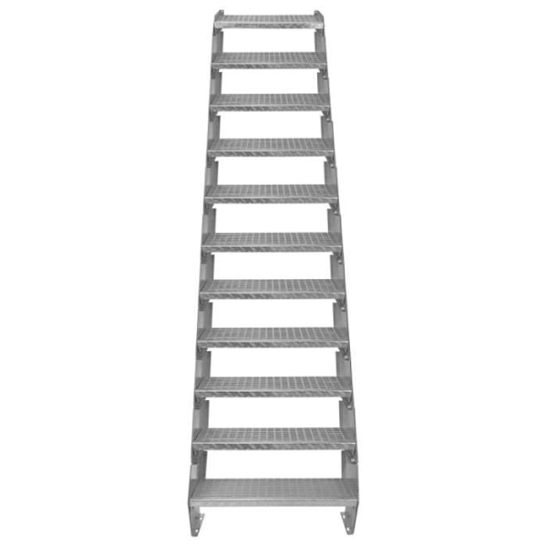 Gallertrappa med 11 steg 600 mm x 240 mm - Galvaniserat stål EN ISO 1461 - MONSTERSHOP Pengar