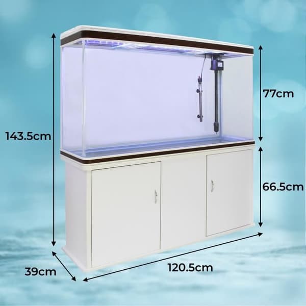 Akvarium - MonsterShop - 300 Liter - Vit - Rektangulär - Vit Stödmöbel Vit