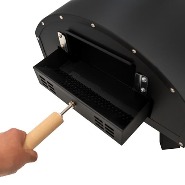 Bærbar udendørs pizzaovn - MONSTERSHOP - diameter 30 cm - brænde-/kulfyr - 1200W - timer Svart