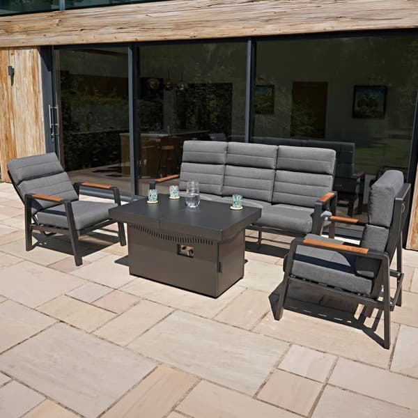 Grå Aluminium Havemøbler 5 Pladser, Sofa, Recliner Stole, Brasero Grå