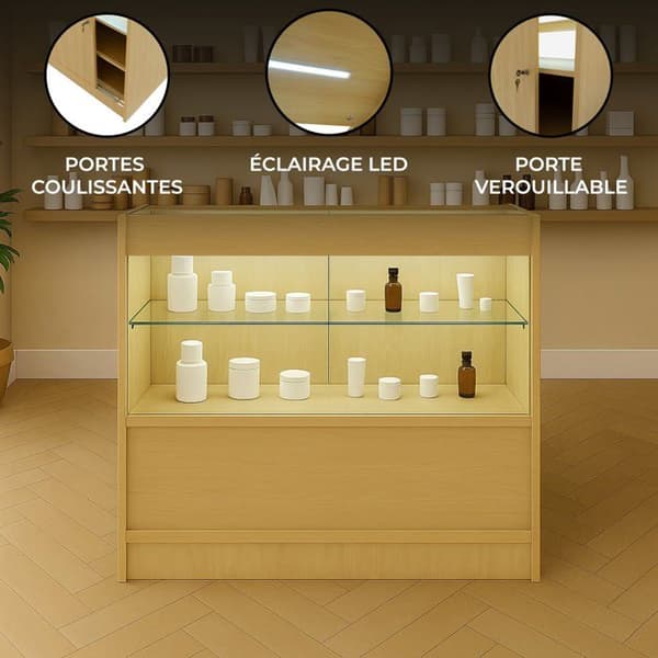 Maplesalg i LED Integreret C900 Skydedøre [2 Nøgler INKLUDERET] beige