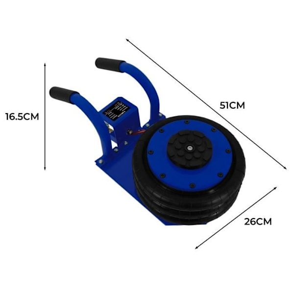 Luftfylld Domkraft - MONSTERSHOP - 3,5T - Stål - Lyftintervall 16,5-40 cm - Snabb uppblåsning 3-5s