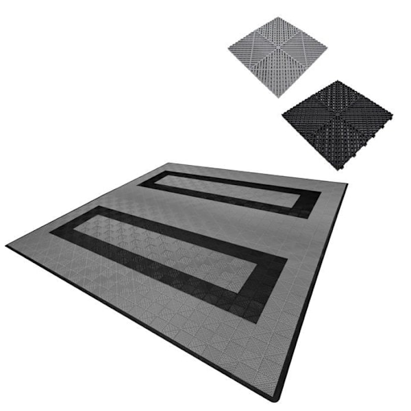 Lattia-laatta 165 Harmaa & 60 Musta Ventiloitu Modulaarinen Garasi Yksilöllinen 6 x 6 M Mörkgrå