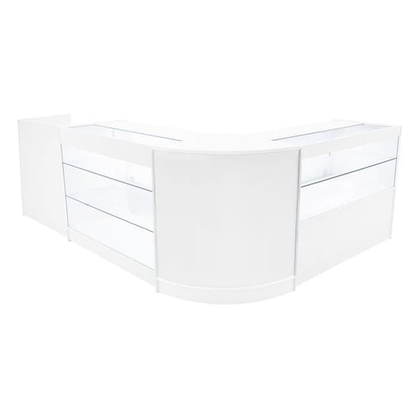 Salgscounter med låsbare skabe i hvid MDF LED Sæt K1200 C1200 CM60 TB60 Vit