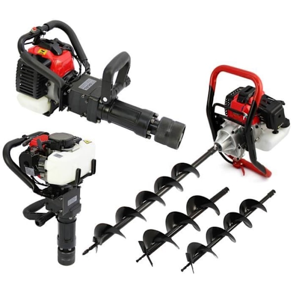 MONSTERSHOP termisk jordskruv - T-Mech - 3 hk - 3 borr - Stolpedrivare