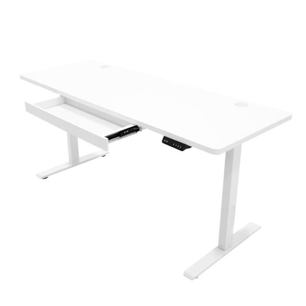 Elbordsskrivbord Assis-Debout Elektriskt - Vit - 160 cm - Justerbar Höjd - Modernt Design - 1 Plats Vit