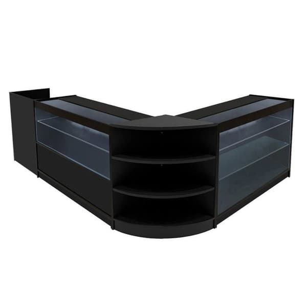 Myyntitiski, lukittavat MDF Musta LED Setti K1200 C1200 LM60 TB60 Svart