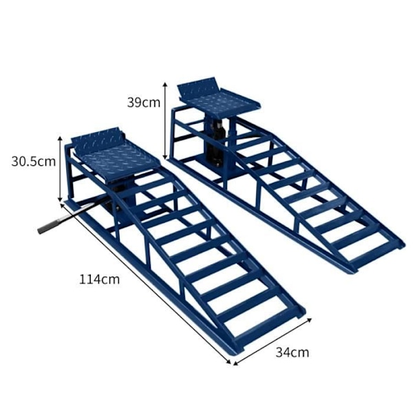 Set med 2 hydraulramper - Total kapacitet 3T - Lyft 305 till 390 mm