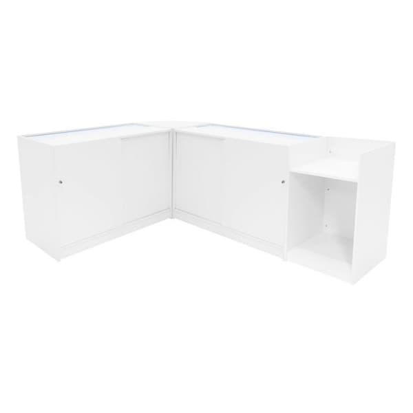 Försäljningsdiskar med lås i vit MDF med LED, Paket B1200 LM60 TB60 Vit
