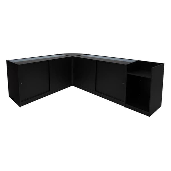 Salgstælling med låsbare skuffer i sort MDF med LED, Aries K1500 CM60 TB60 Svart