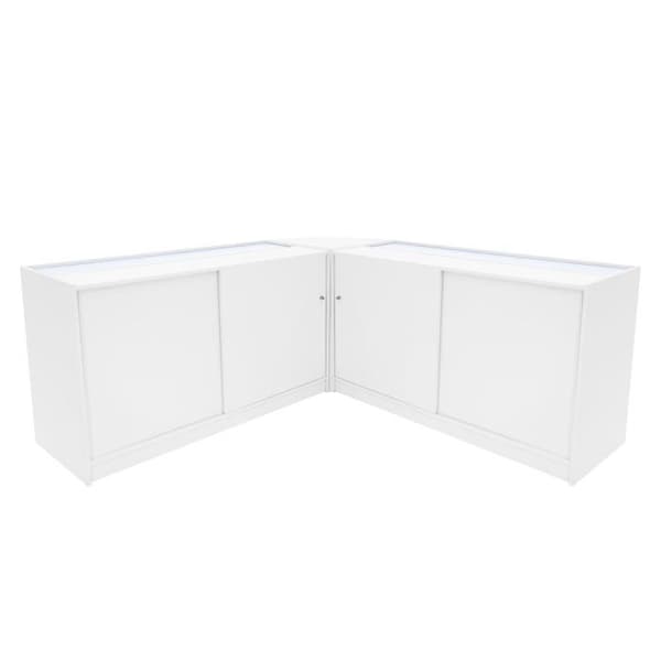 Salgsskrivebord med låsbare skuffer i hvid MDF med LED-sæt Theseus B1500 LM60 Vit