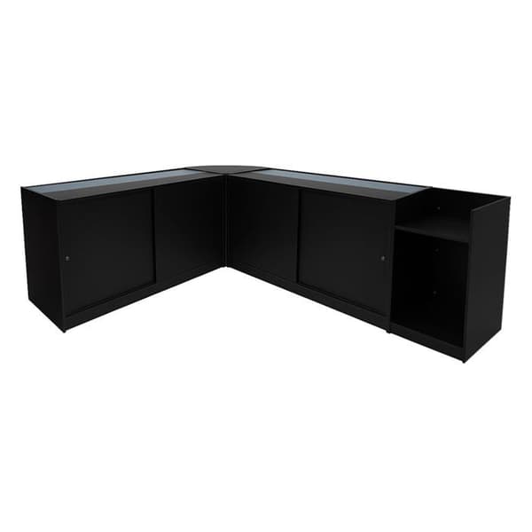 Salgsskrivebord med låsbare skuffer MDF Sort LED Sæt K1500 B1500 CM60 TB60 Svart
