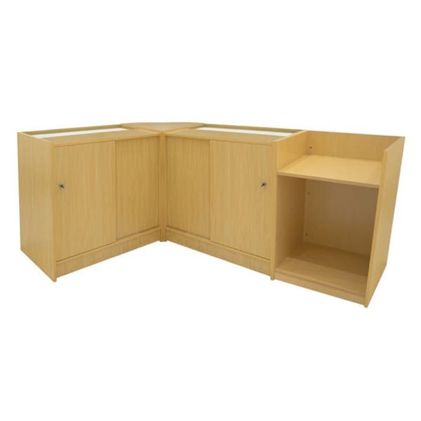 Salgstælling med låsbare skuffer i MDF Ahorn LED Sæt K900 C900 CM60 TB60 beige