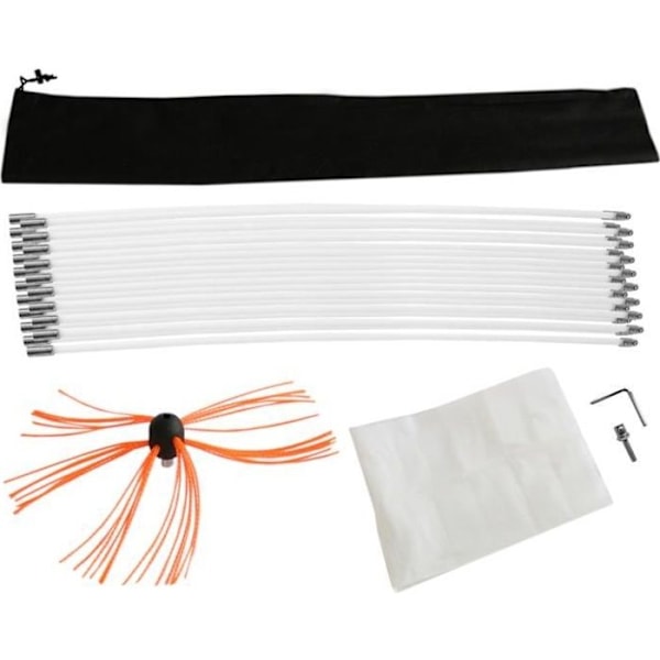 Skorstenssopningssats 20m flexibel nylon syntetisk skorstenssopning igelkottsrengöring Spis träning Elektrisk borrmaskin