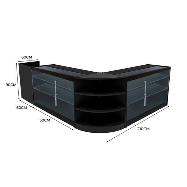 LED-valaistu MDF-musta myyntitiski, Astro K1500 CM60 TB60 Svart