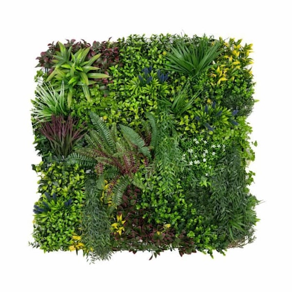 3x Kunstig Vægpanel i Plantefibre 1 x 1 m Cassia Bladværk Dekor Have Hjem Grön