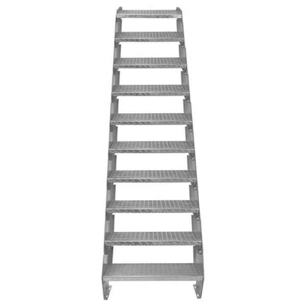 Gallertrappa med 10 steg 600mm x 240 mm - Galvaniserat stål DIN 24537 - Totalhöjd 2000mm - Nät 20x25 mm - Motståndskraftig Pengar