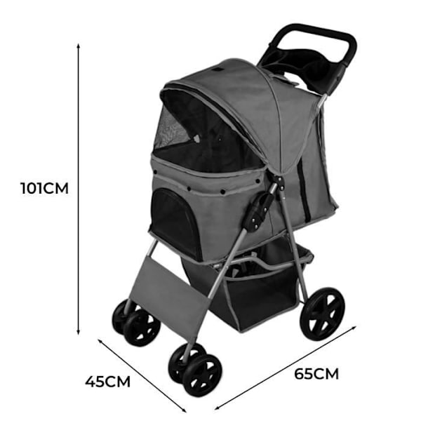 Djurfäll - Stål - Grå - Fällbar - 15kg - Korg & Kopphållare