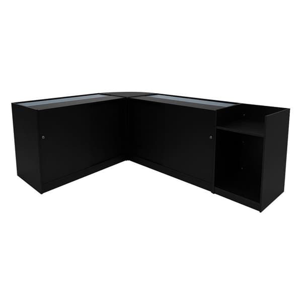 Salgsskrivebord med låsbare skuffer MDF Sort LED Sæt K1200 B1200 CM60 TB60 Svart